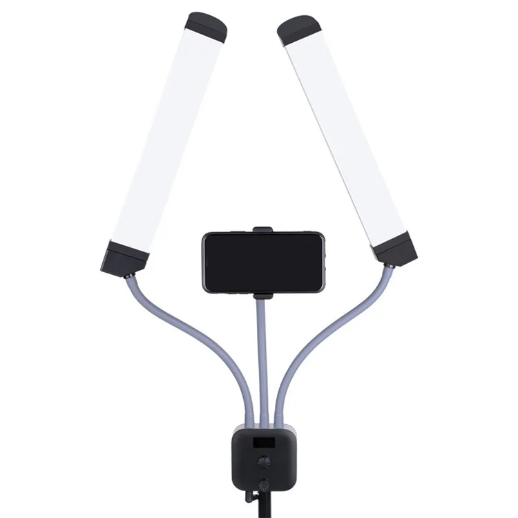 KN176 Double Arm 3000K-6000K LED Light Camera Portátil Kit de Iluminación de Selfie Para Transmisión, Filmación, Fotografía - Enchufe de la ue