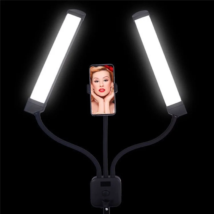 KN176 Double Arm 3000K-6000K LED-Licht Tragbares Kamera-Selfie-Beleuchtungsset für Broadcasting, Filmen, Fotografie - EU-Stecker