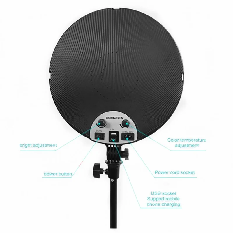 Dimmable Soft Light 3000K-6000K LED Light Photography Lighting Studio Light for Filming Recording Portraits - EU Plug