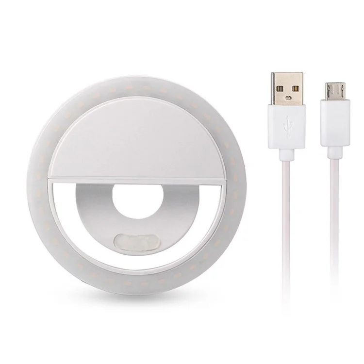 M06 Universal Selfie Ring Light 36 LEDs USB Rechargeable Cell Phone Lens Fill Light - White