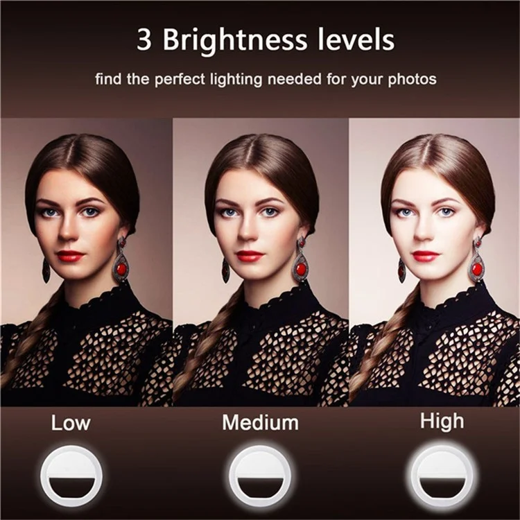 M06 Universal Selfie Ring Light 36 LEDs USB Rechargeable Cell Phone Lens Fill Light - White