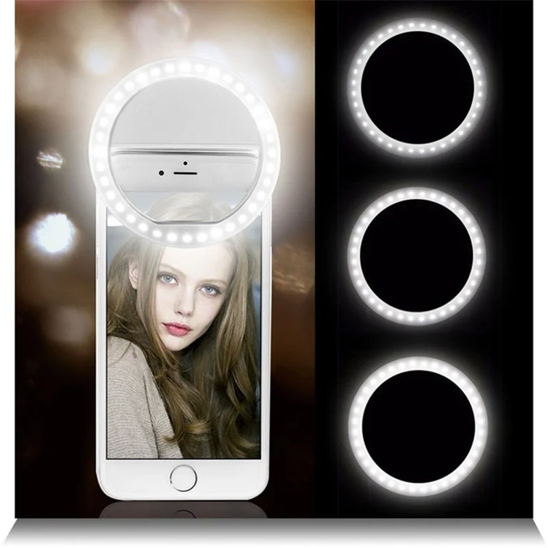 M06 Universal Selfie Ring Light 36 LEDs USB Rechargeable Cell Phone Lens Fill Light - Pink