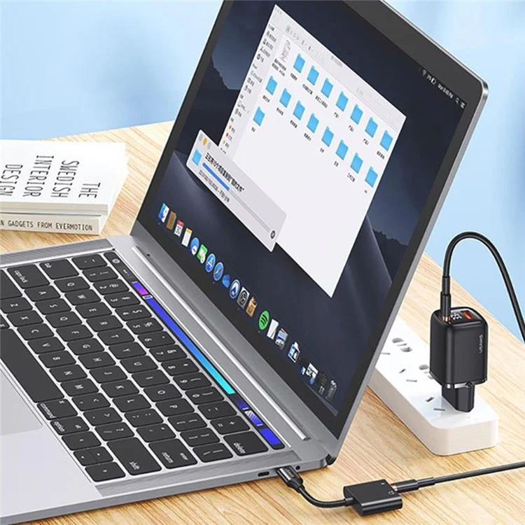 USAMS Uss-sj598 AU15 Adaptateur Audio Intelligent Type-C à PD 60W Connecteur Fast Charge 3,5 mm