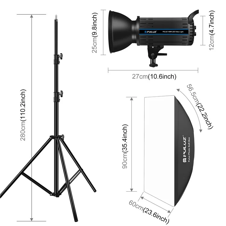 PULUZ PKT3111 3200К-5600К Комплект со светодиодным светом и софтбоксом для фотостудии - розетка AU