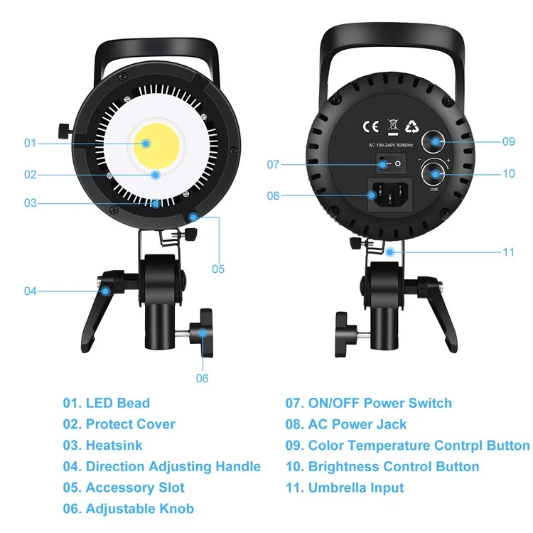 Puluz PKT3111 3200K-5600K Ledio Leche Con Seguro de Fotografía - Enchufe de la ue