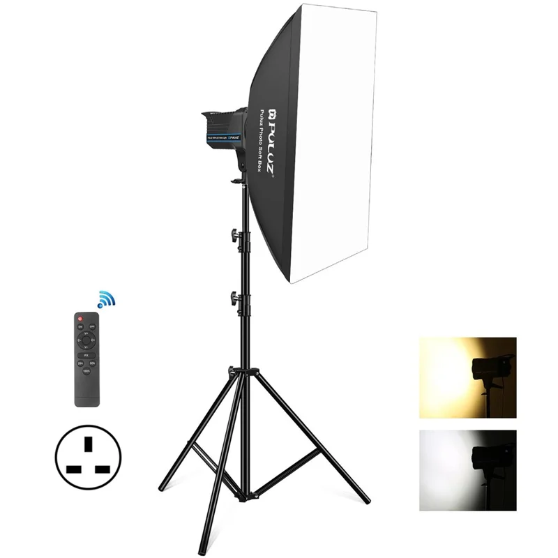 PULUZ PKT3111 3200K-5600K LED Studio Light with Softbox Photography Kit Set - UK Plug