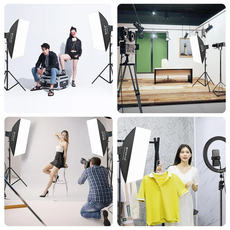 PULUZ PKT3111 3200K-5600K LED Studio Light with Softbox Photography Kit Set - US Plug