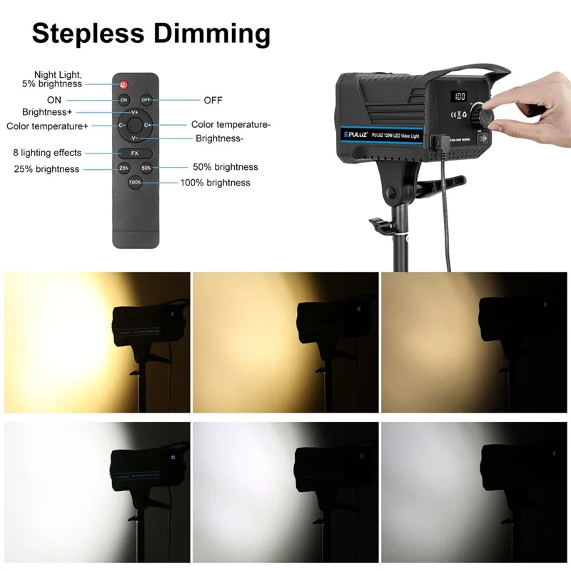 PULUZ PKT3108 Photography Kit Set 3200K-5600K 120W Video Light with Softbox Remote Control Light Holder - UK Plug