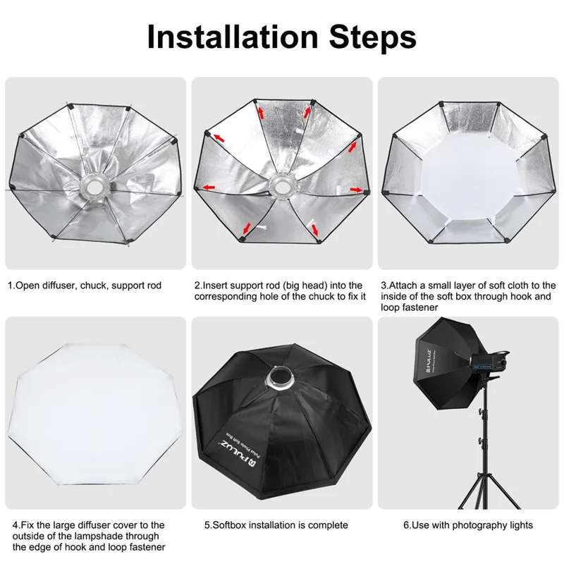 PULUZ PKT3108 Photography Kit Set 3200K-5600K 120W Video Light with Softbox Remote Control Light Holder - UK Plug