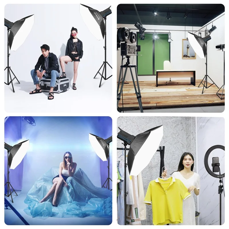 PULUZ PKT3108 Photography Kit Set 3200K-5600K 120W Video Light with Softbox Remote Control Light Holder - US Plug