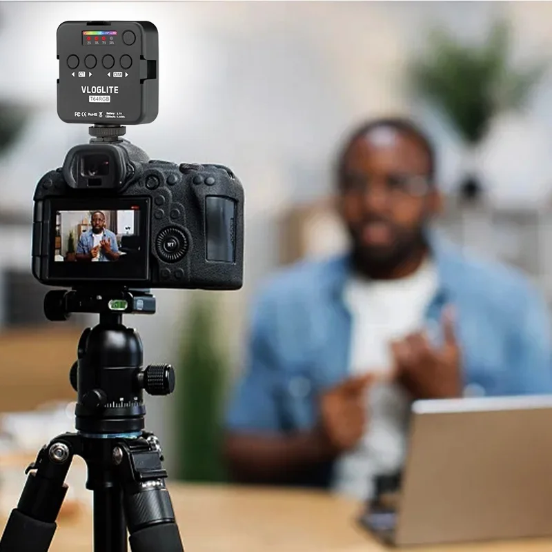 VLOGLITE T64RGB Cell Phone Camera Video Fill Light Mini Pocket Beauty Light Portable RGB Fill Light