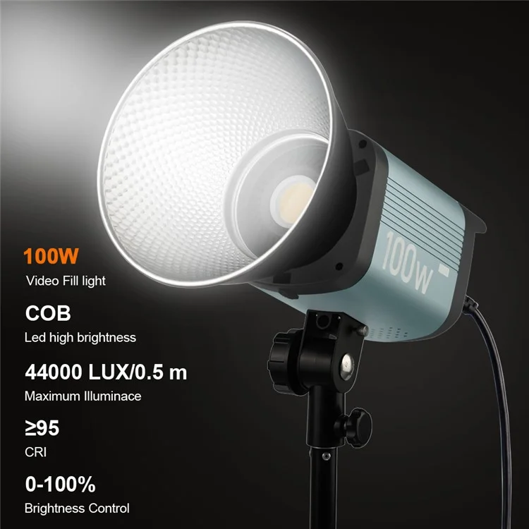 VLOGLITE P100 100W High Powerful Bright COB LED Light Professional Photography Video Fill Light for Live Streaming, Studio - US Plug