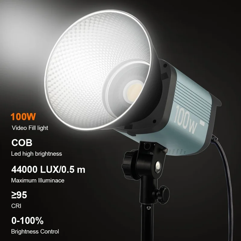 VLOGLITE P100 100W High Powerful Bright COB LED Light Professional Photography Video Fill Light for Live Streaming, Studio - UK Plug