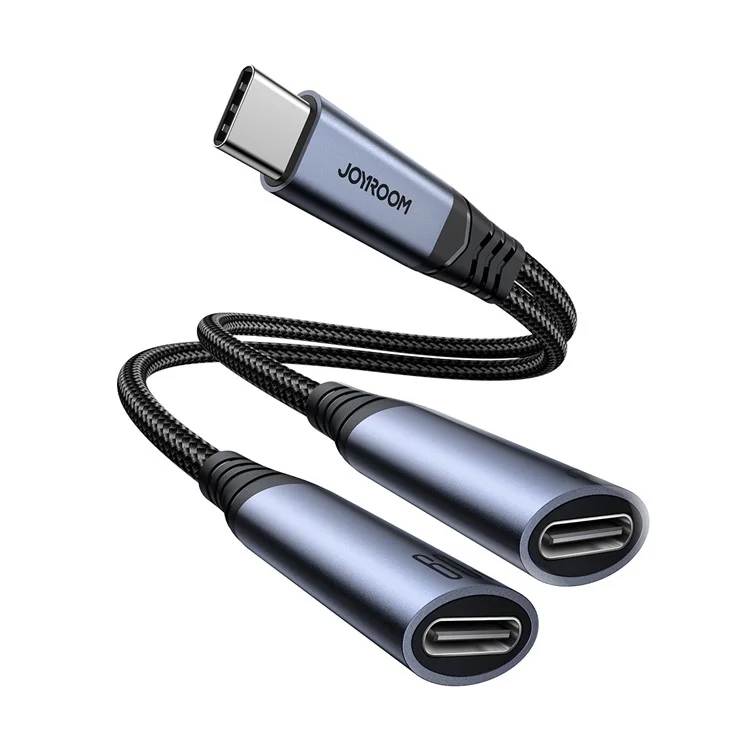 JOYROOM SY-C03 Type-C vers Dual Type-C Audio Connecteur PD 60W Chargeur Rapide Adaptateur Diviseur - Noir