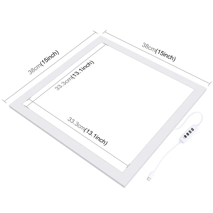 PULUZ PU5138 1200LM 38x38cm LED Fotografie-Shadowless-Bodenleuchte Dimmbare Lampe Tafel - US-Stecker