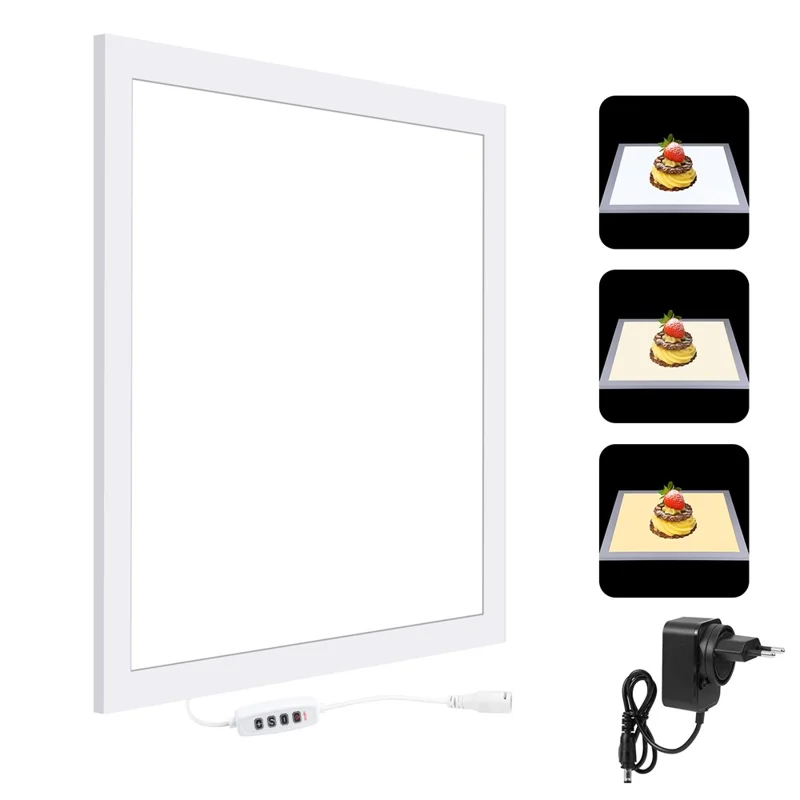 PULUZ PU5138 1200LM 38x38cm LED Photography Shadowless Bottom Light Dimmable Lamp Panel - EU Plug