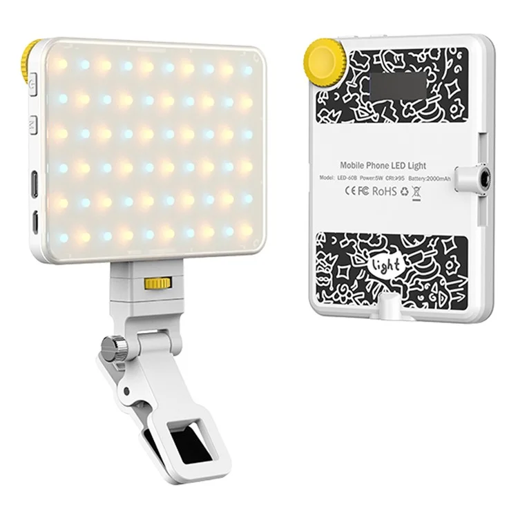Display Screen Design Fill Light 60 LED Clip-On Cell Phone Video Conference Lampe für Laptop - Weiß