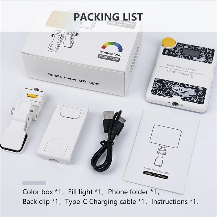 Display Screen Design Fill Light 60 LED Clip-On Cell Phone Video Conference Lampe für Laptop - Weiß