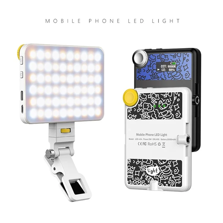 Display Screen Design Fill Light 60 LED Clip-On Cell Phone Video Conference Lampe für Laptop - Weiß