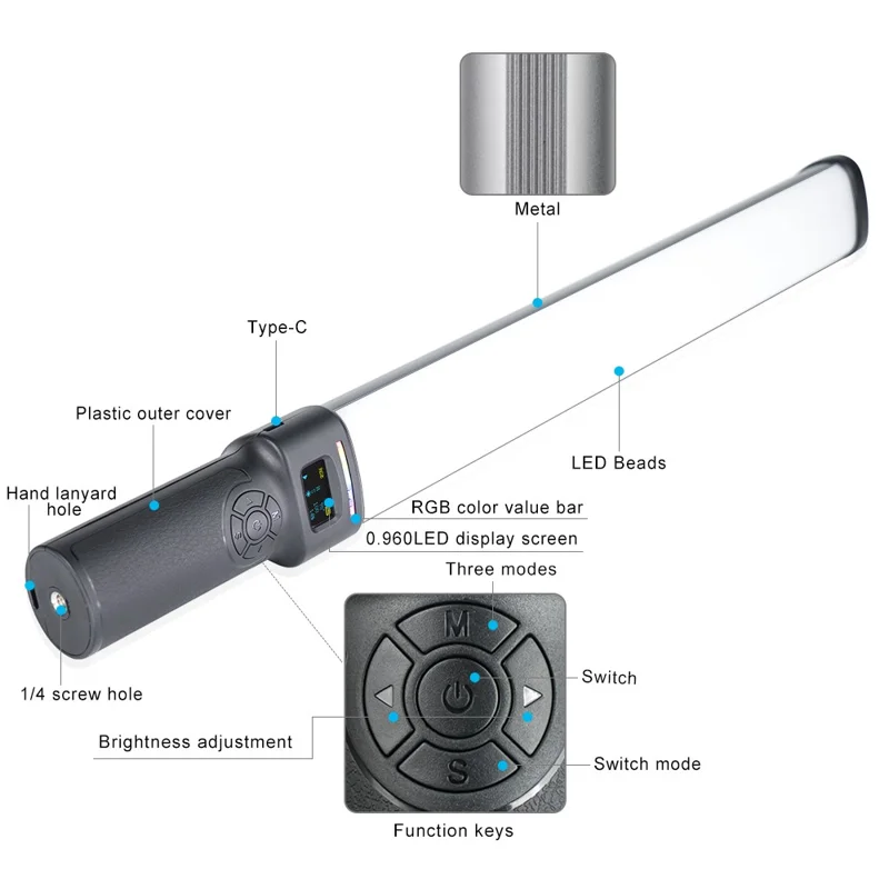 VLOGLITE W270RGB LED-studiolamp voor live streamen, E-Sports handheld vullamp - US-stekker