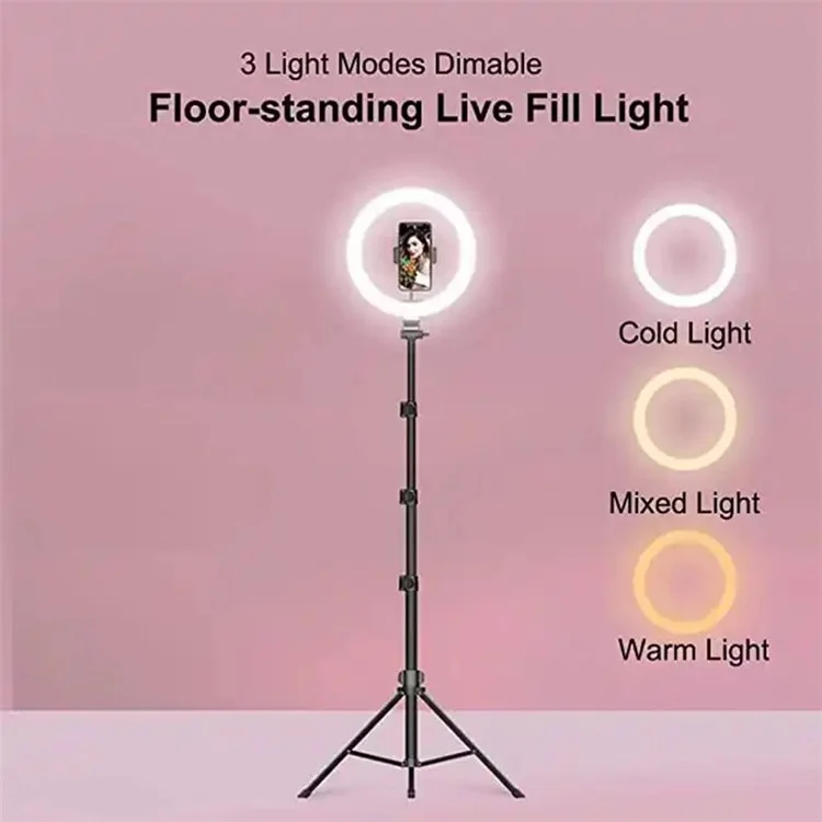 JMARY FM-536A 10-inch Ring Fill Light with Phone Clip + Bluetooth Shutter + Tripod