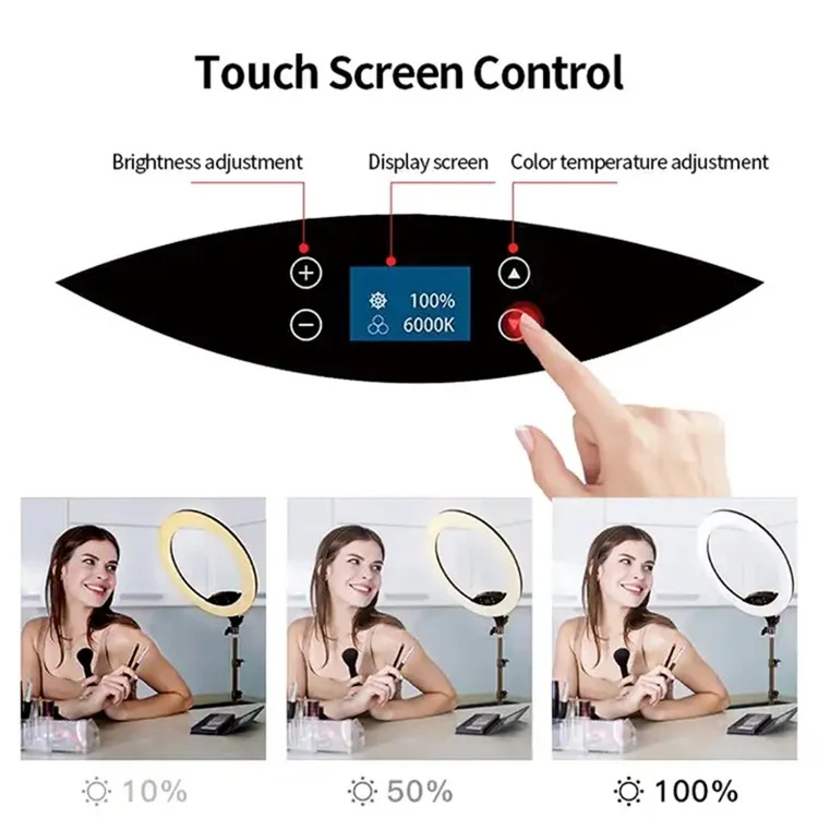 JMARY FM-19RS 19-Zoll-Touch-Control-Beauty-Light-Fotografie-LED-Ringtauchleuchte - US-Stecker