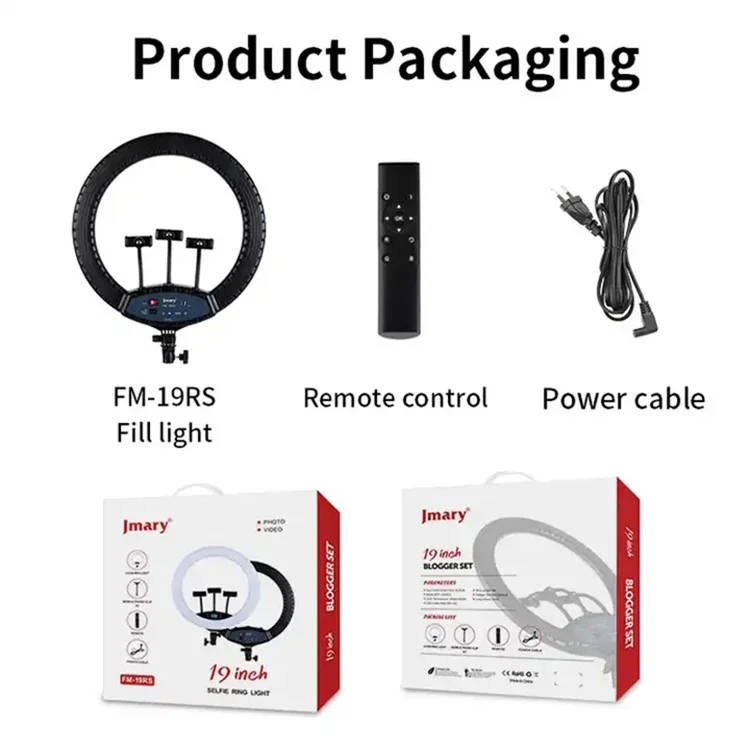 JMARY FM-19RS 19-Zoll-Touch-Control-Beauty-Light-Fotografie-LED-Ringtauchleuchte - US-Stecker