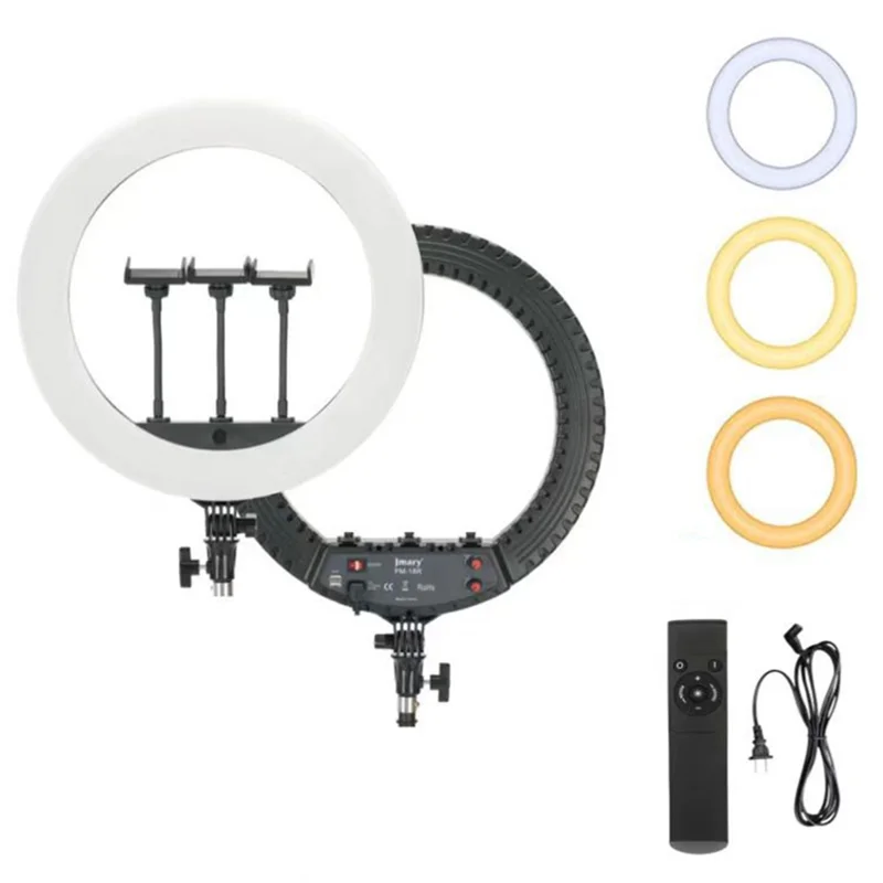 JMARY FM-18R 18-inch Photography Live Streaming Fill Light LED Beauty Ring Light - EU Plug