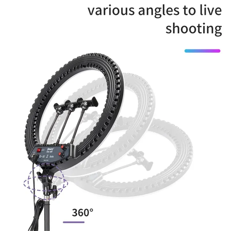 JMARY FM-18R 18-inch Photography Live Streaming Fill Light LED Beauty Ring Light - EU Plug