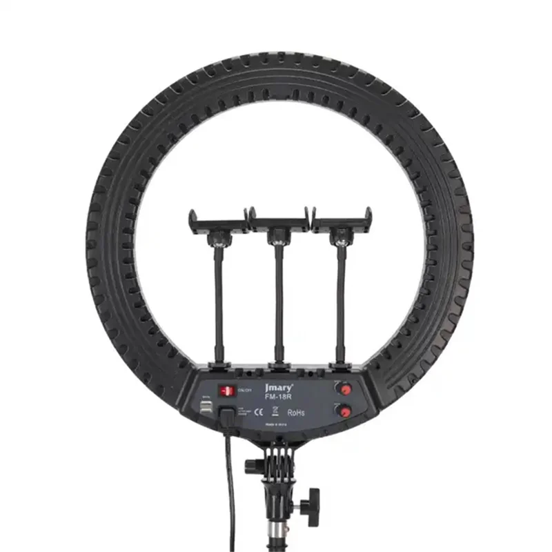 JMARY FM-18R 18-inch Photography Live Streaming Fill Light LED Beauty Ring Light - EU Plug