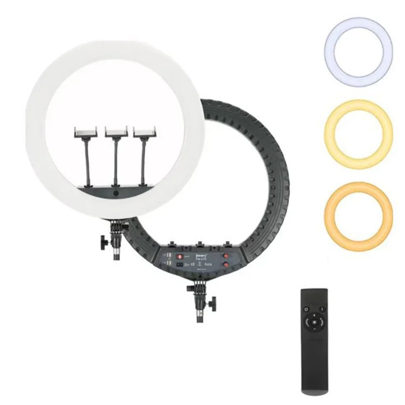 JMARY FM-21R 21-inch Remote Control Dimmable LED Ring Light with Phone Clip - US Plug