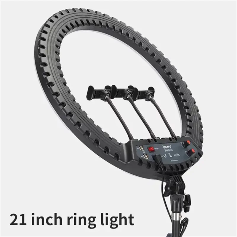 JMARY FM-21R 21-inch Remote Control Dimmable LED Ring Light with Phone Clip - US Plug