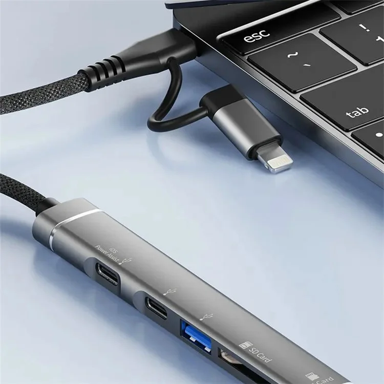 SVT01 Stazione di Aggancio di Tipo-C Multi Porte Adattatore Hub USB per Cellulari - Argento