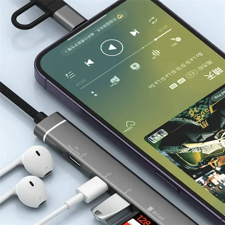 SVT01 Stazione di Aggancio di Tipo-C Multi Porte Adattatore Hub USB per Cellulari - Argento