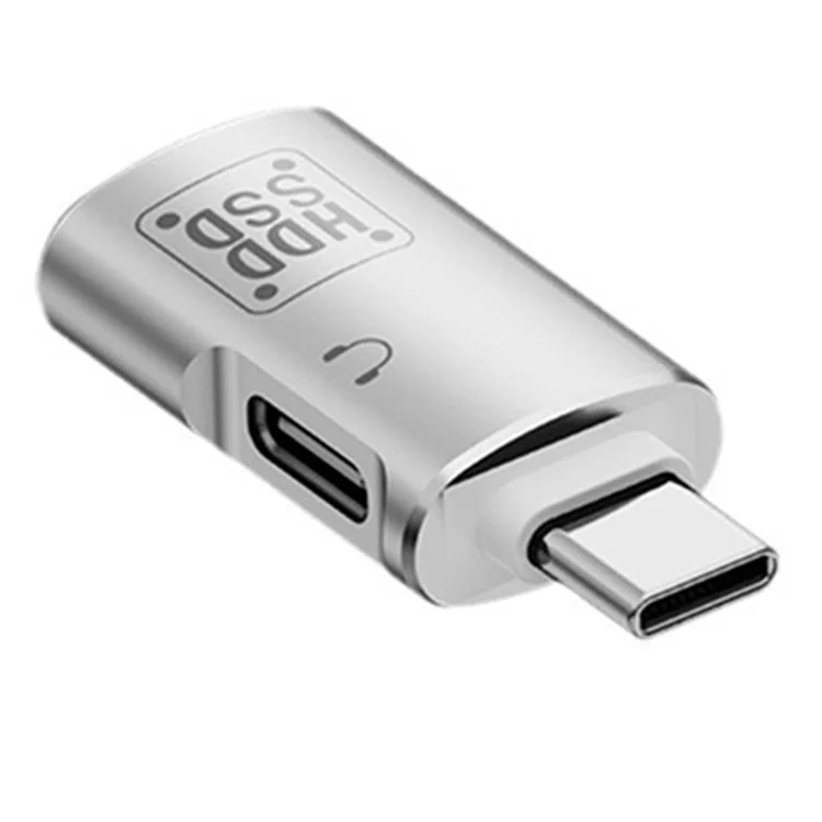 JS-109 Type-C OTG Adapter for Digital Headset and U-Disk, USB-C to Type-C / USB 3.0 Converter - Silver