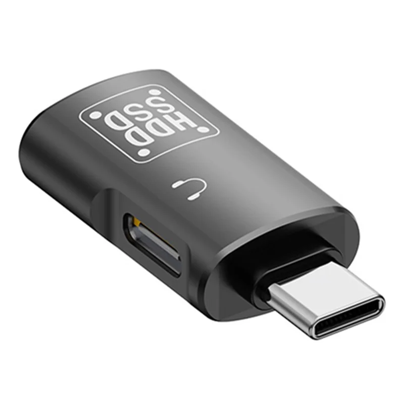 JS-109 Type-C OTG Adapter for Digital Headset and U-Disk, USB-C to Type-C / USB 3.0 Converter - Black