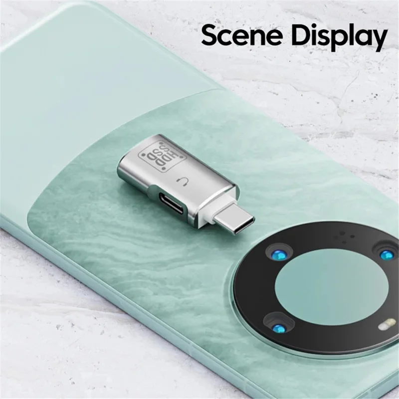 JS-109 Type-C OTG Adapter for Digital Headset and U-Disk, USB-C to Type-C / USB 3.0 Converter - Black