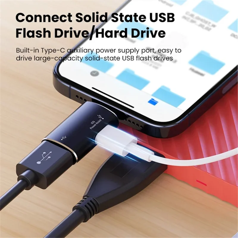 JS-103 For iPhone iPad Connector 7Pin Male to USB+Type-C Female OTG Adapter - Silver