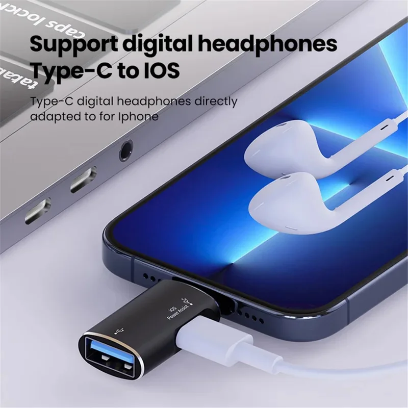 JS-103 For iPhone iPad Connector 7Pin Male to USB+Type-C Female OTG Adapter - Silver