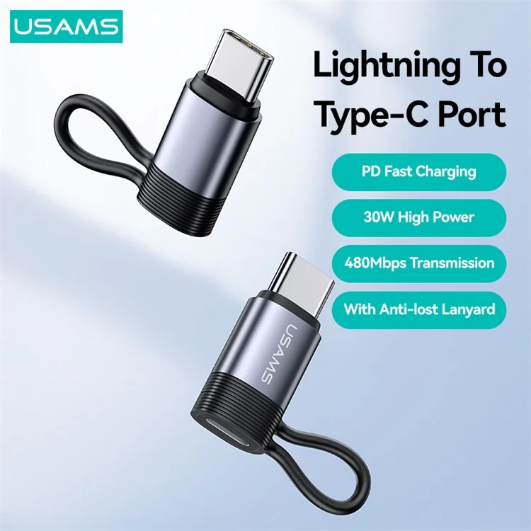 USAMS US-SJ677 AU17 PD 30W Charging Adapter Type-C Male to 8-Pin Female Converter