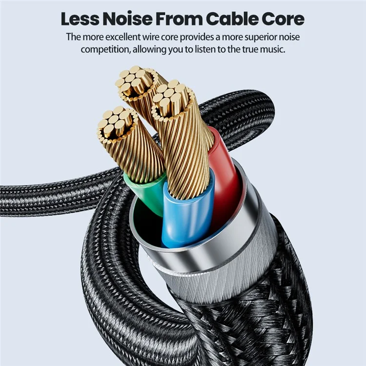 TOOCKI TQ-X41 Cable Auxiliar de 3m 3.5mm 3.5mm Jack a 2RCA Macho Cable Estéreo Y-Splitter - Gris