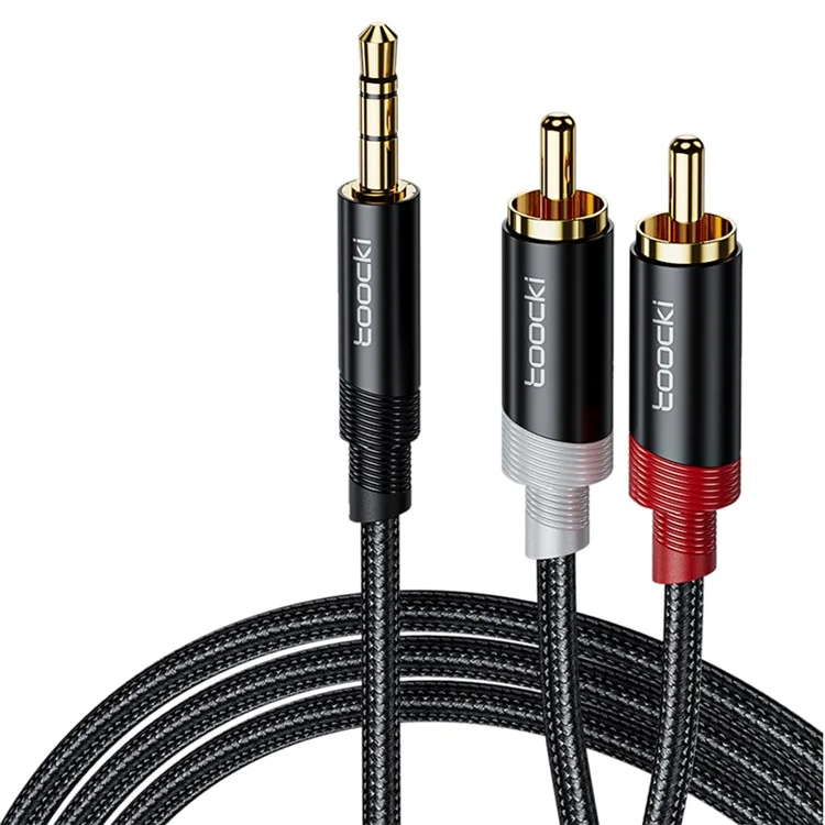 TOOCKI TQ-X41 2m Y Splitter Estéreo Cabo Adaptador de Áudio 3.5mm Jack para 2RCA Macho - Preto