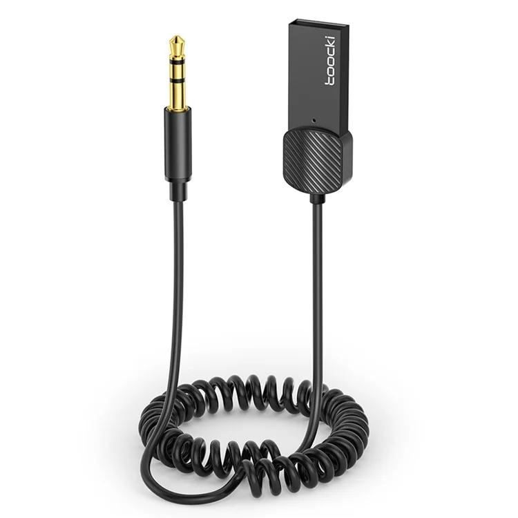 TOOCKI TQ-BT01 Car Cari Buetooth 5.0 Adattatore Aux USB a 3,5 mm Ricevitore di Ingresso da 3,5 mm - Nero