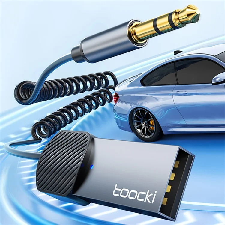 Toocki TQ-BT01 Car Bluetooth 5.0 Adaptateur Aux USB au Récepteur D'entrée de 3,5 mm - Noir