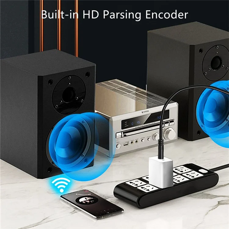 Bluetooth-compatible 5.0 Audio Adapter Transmitter Receiver US Plug 3.5mm AUX Adapter