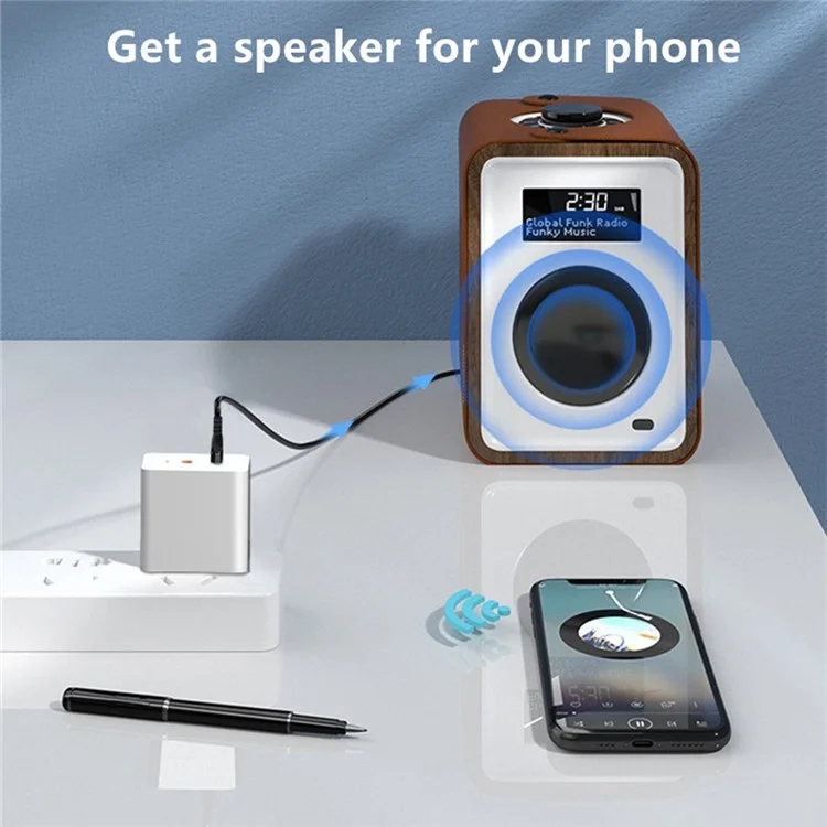 Bluetooth-compatible 5.0 Audio Adapter Transmitter Receiver US Plug 3.5mm AUX Adapter