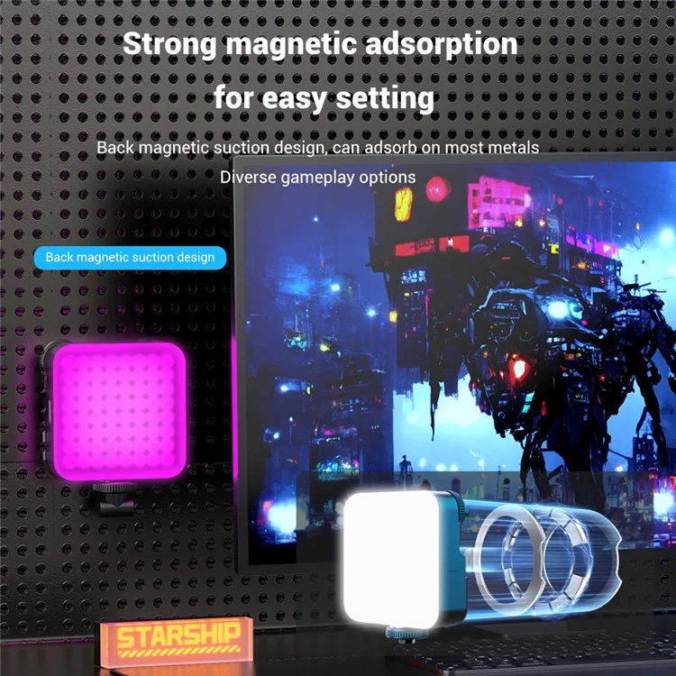 Lámpara de fotografía portátil A16 Magnetic RGB con luz de relleno para cámara y teléfono