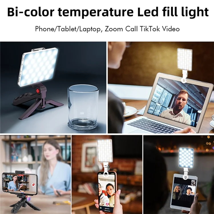 V11SE Portable Phone Laptop Video Conference Lamp Skin Beauty Live Streaming LED Fill Light - White