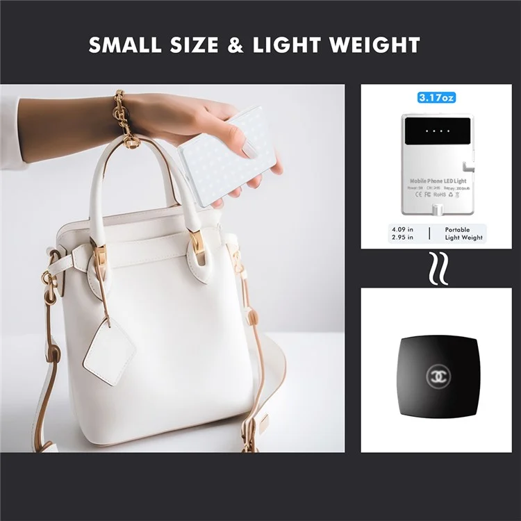 V11SE Portable Phone Laptop Video Conference Lamp Skin Beauty Live Streaming LED Fill Light - White