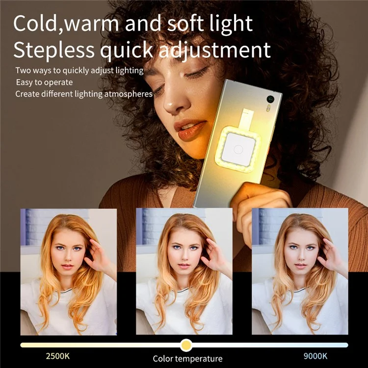 Lámpara de Selfie Magnética para Teléfono V18 Portable Skin Beauty Live Streaming LED Fill Light - Blanco